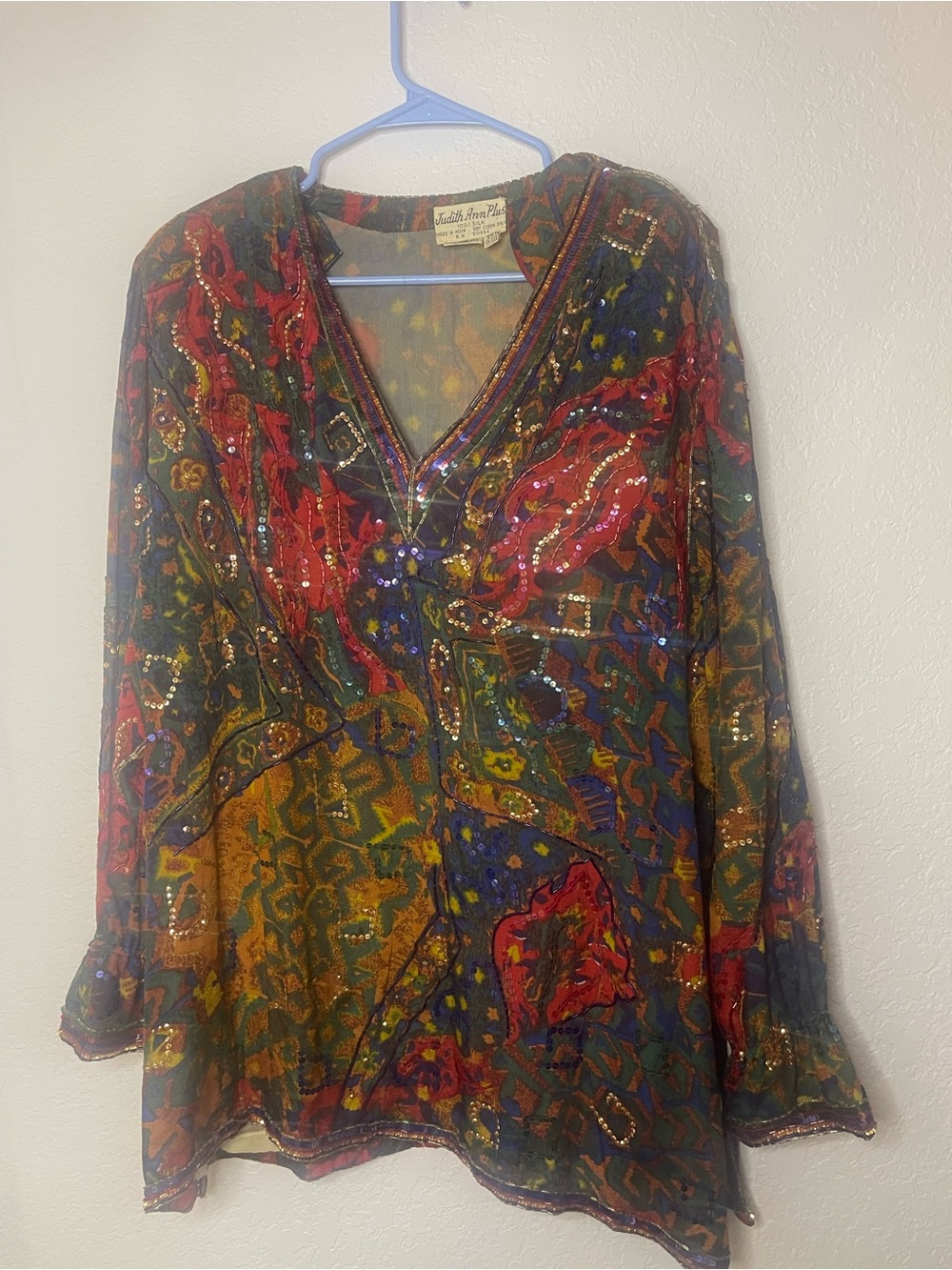Vintage 100% Silk Judith Ann 3X Sequin Top